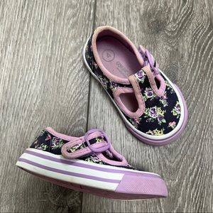 OSHKOSH CANVAS VELCRO STRAP MARY JANE SHOES FLORAL NAVY 4C
